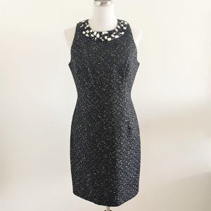 Carmen Marc Valvo Jewel Embellishment sleeveless Dress Black